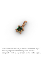 Carregar imagem no visualizador da galeria, Pingente Carrê Turmalina Verde Escura - Ouro 18K
