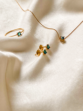 Carregar imagem no visualizador da galeria, Conjunto Carrê Turmalina Verde Escura - Ouro 18k
