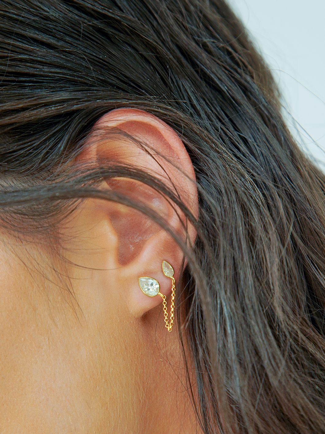 Brinco Folha Duplo -  Ouro18k